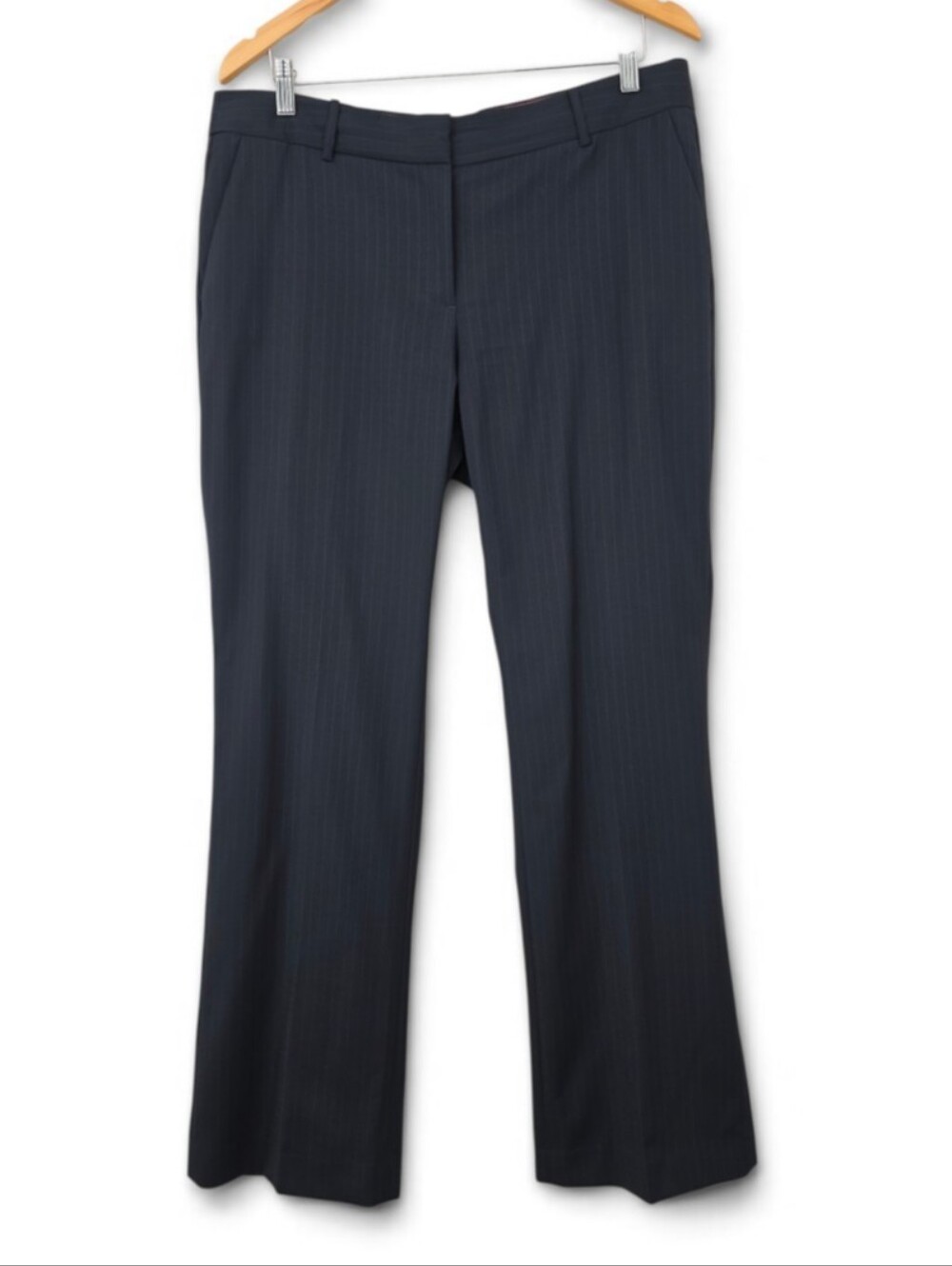 J Crew Wool Navy Pinstripe Straight Leg Dress Pants Trousers Women's Size 12